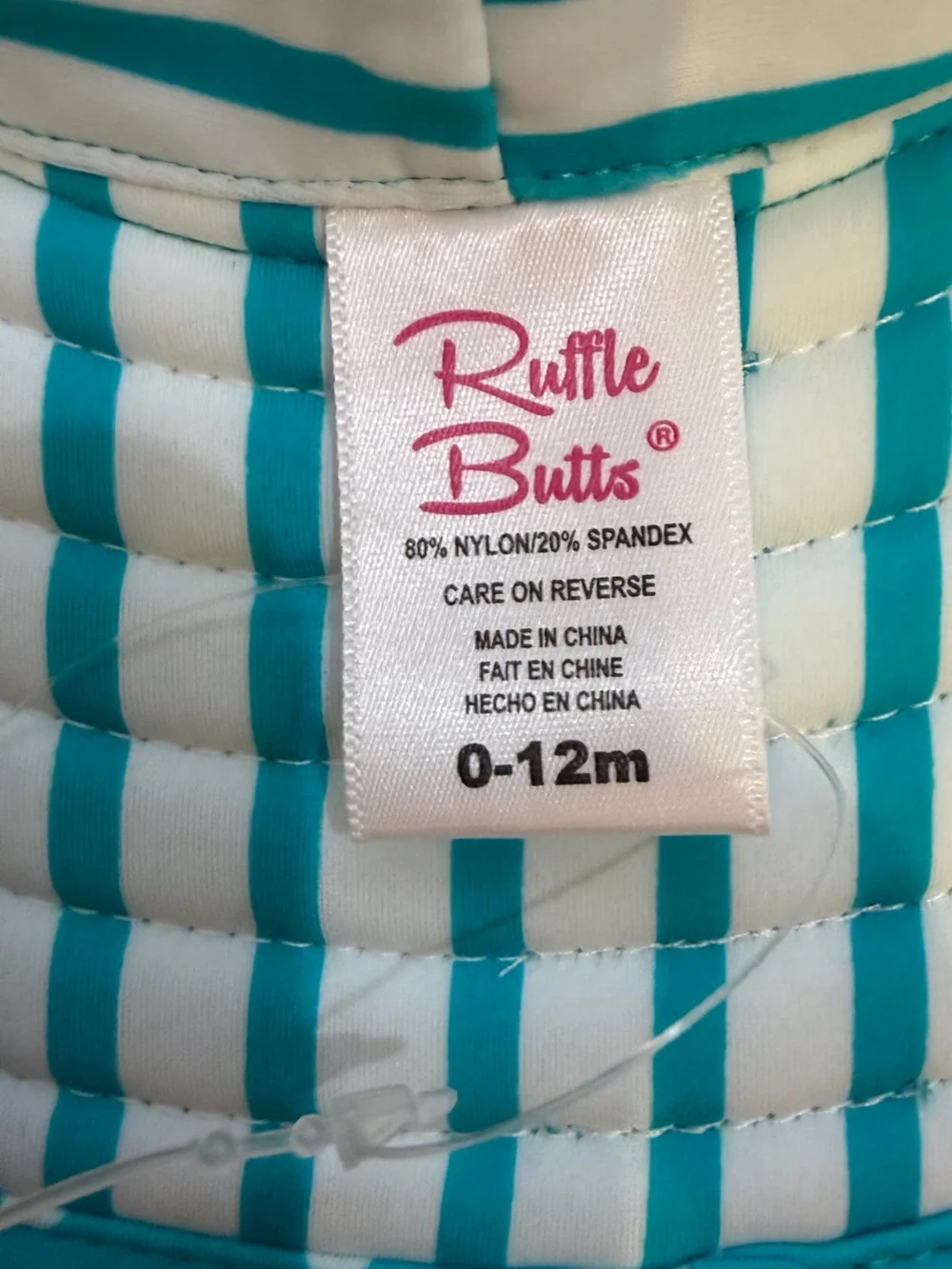 NWT RuffleButts Aqua & White Polka Dot UV Protection Sun & Swim Hat Girls 0-12M